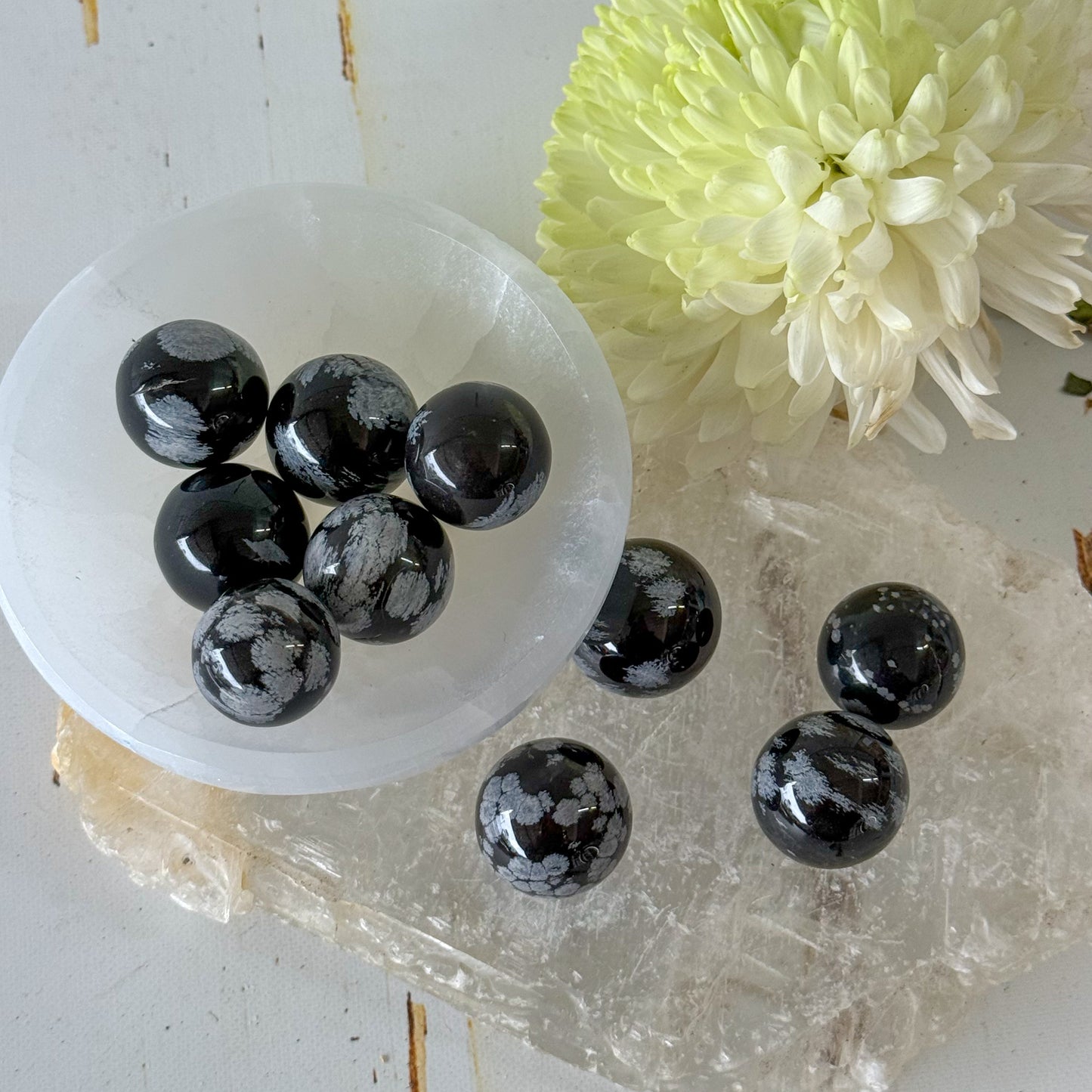 Snowflake Obsidian Mini Sphere #1402-Happily Zen