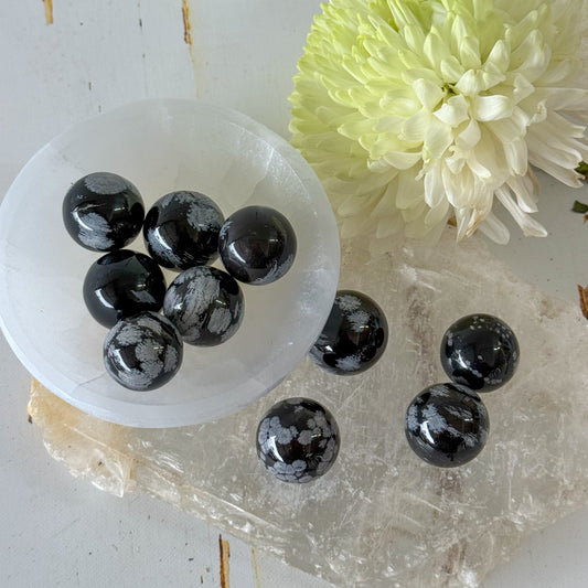 Snowflake Obsidian Mini Sphere #1402-Happily Zen