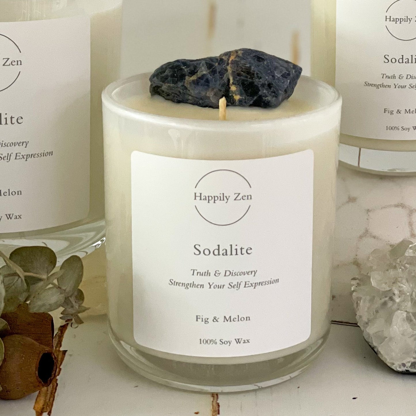 Sodalite - Fig & Melon Candle-Happily Zen