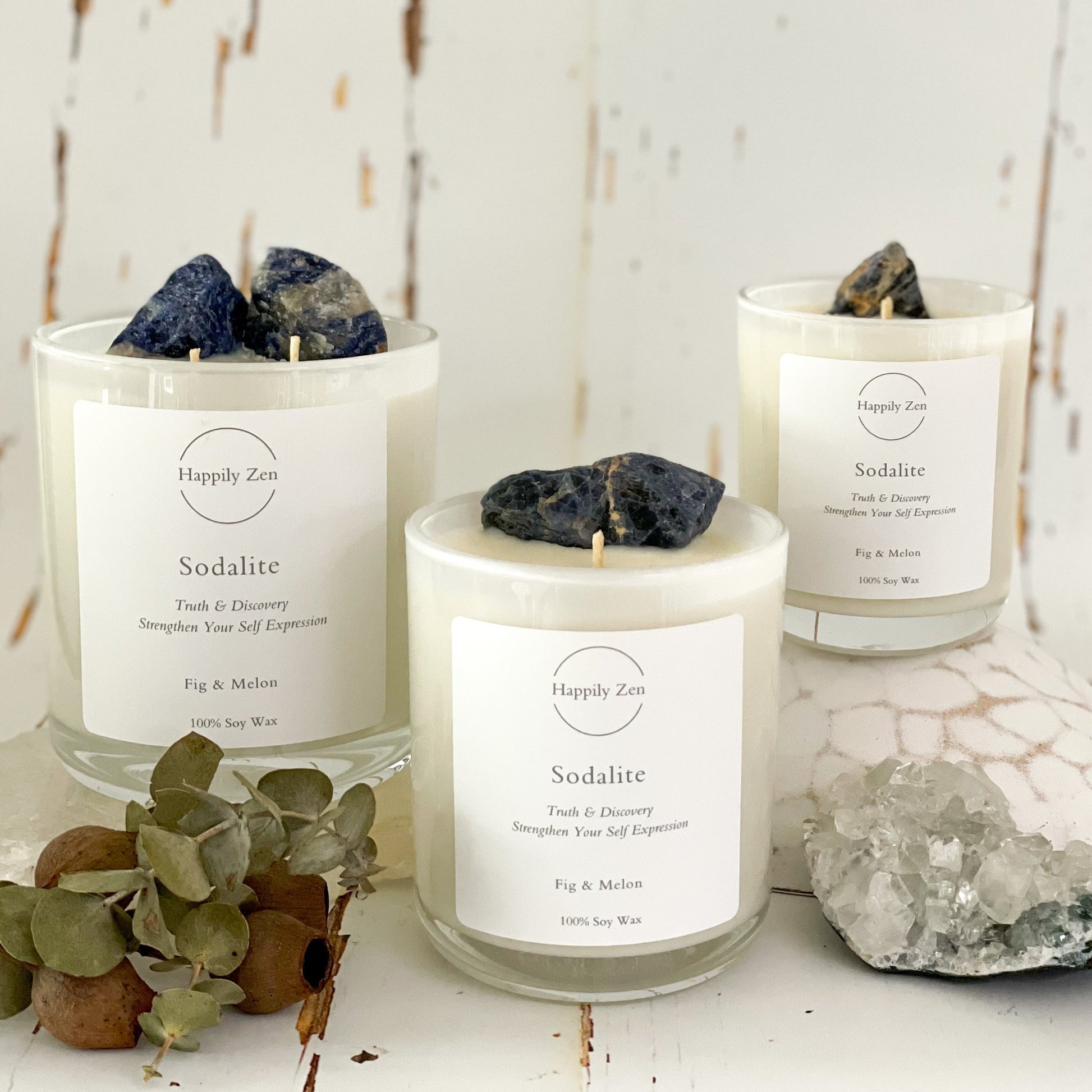 Sodalite - Fig & Melon Candle-Happily Zen