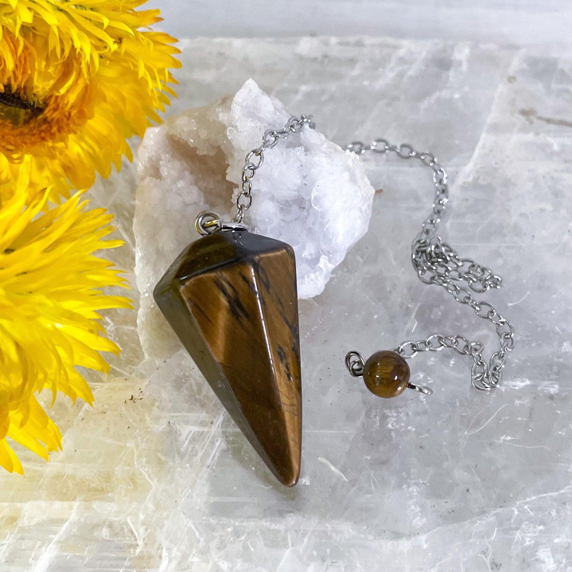 Tigers Eye Pendulum #299-Happily Zen