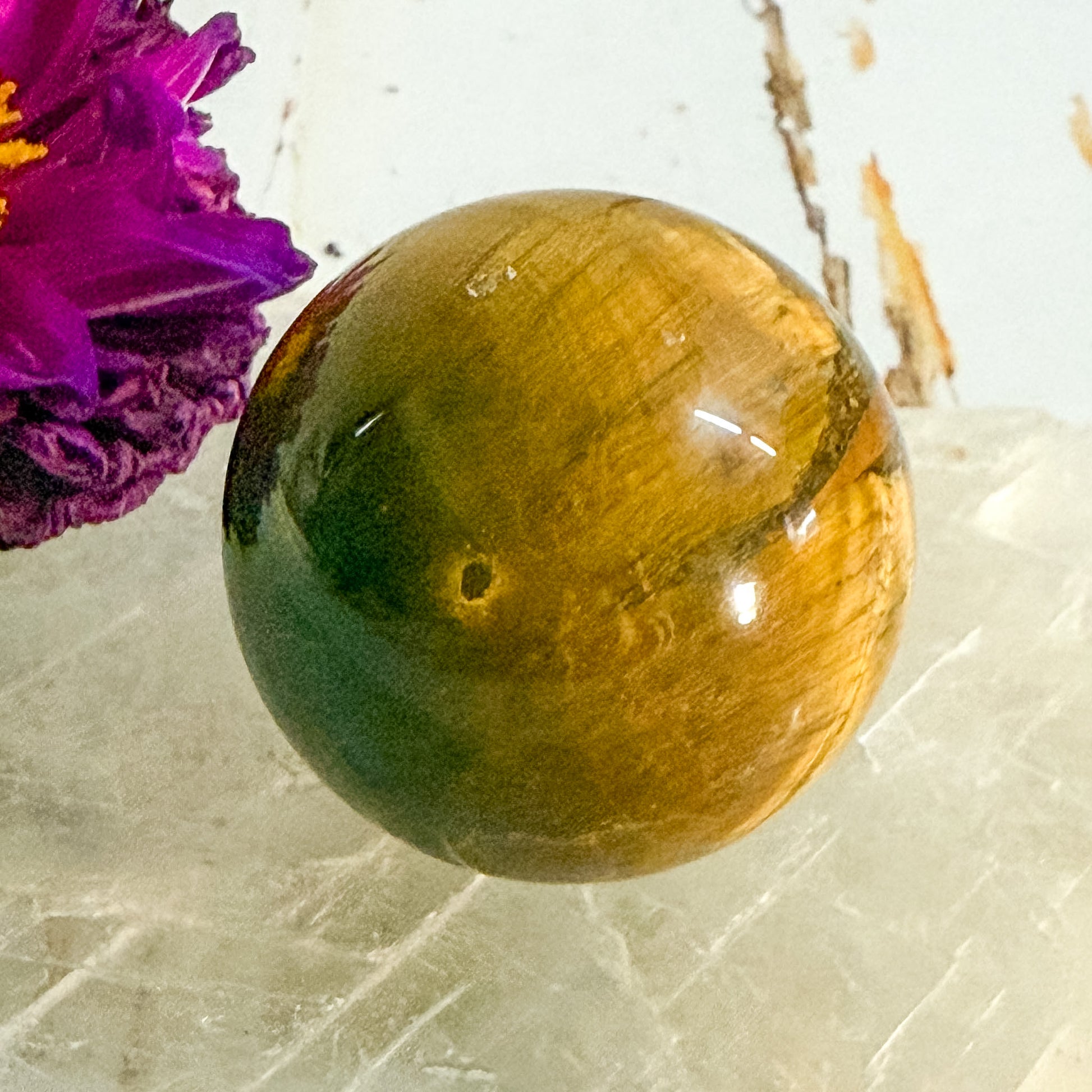 Tigers Eye Sphere #1303-Happily Zen