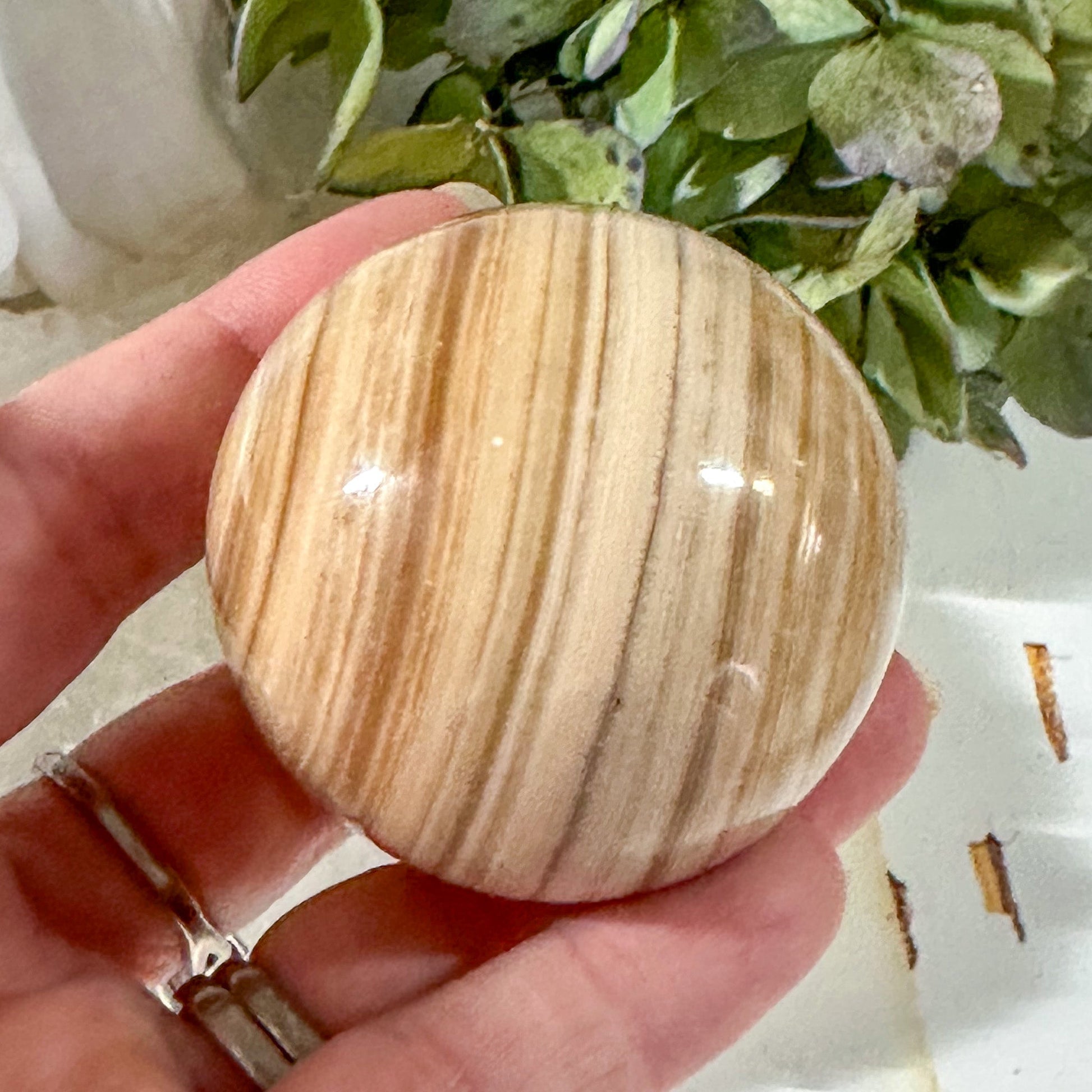 Travertine Sphere #774-Happily Zen