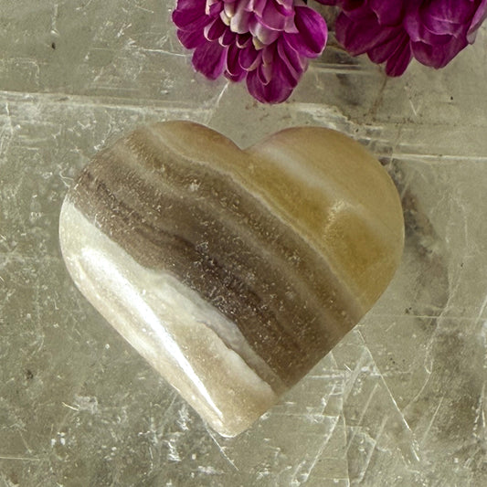 Zebra Calcite Heart #1291-Happily Zen