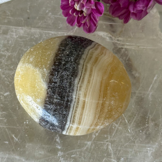 Zebra Calcite Palm Stone #1287-Happily Zen
